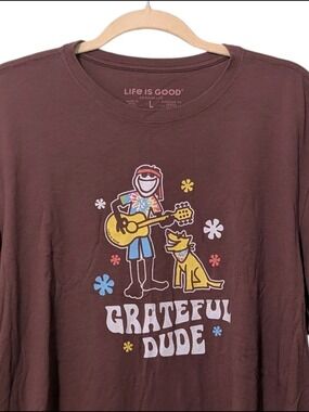 Life Is Good Brown Grateful Dude Graphic Tee L XL